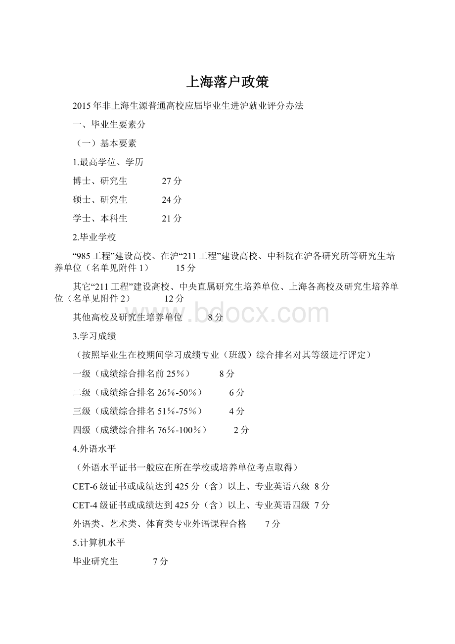 上海落户政策Word格式文档下载.docx