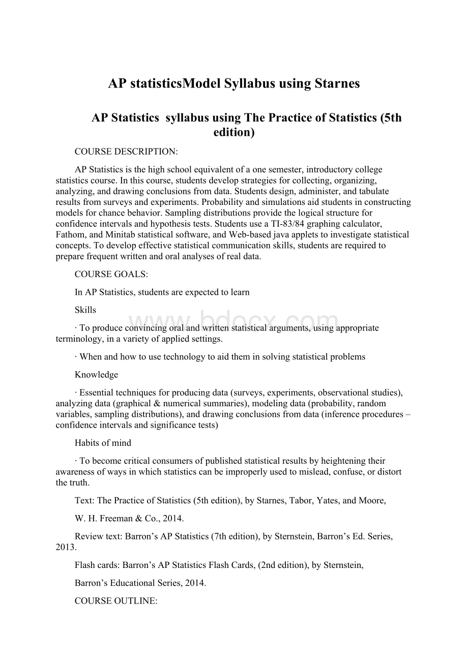 AP statisticsModel Syllabus using Starnes.docx_第1页