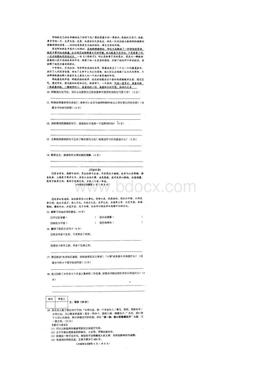 安徽安庆初三上年末教学质量调研监测语文扫描版.docx_第3页