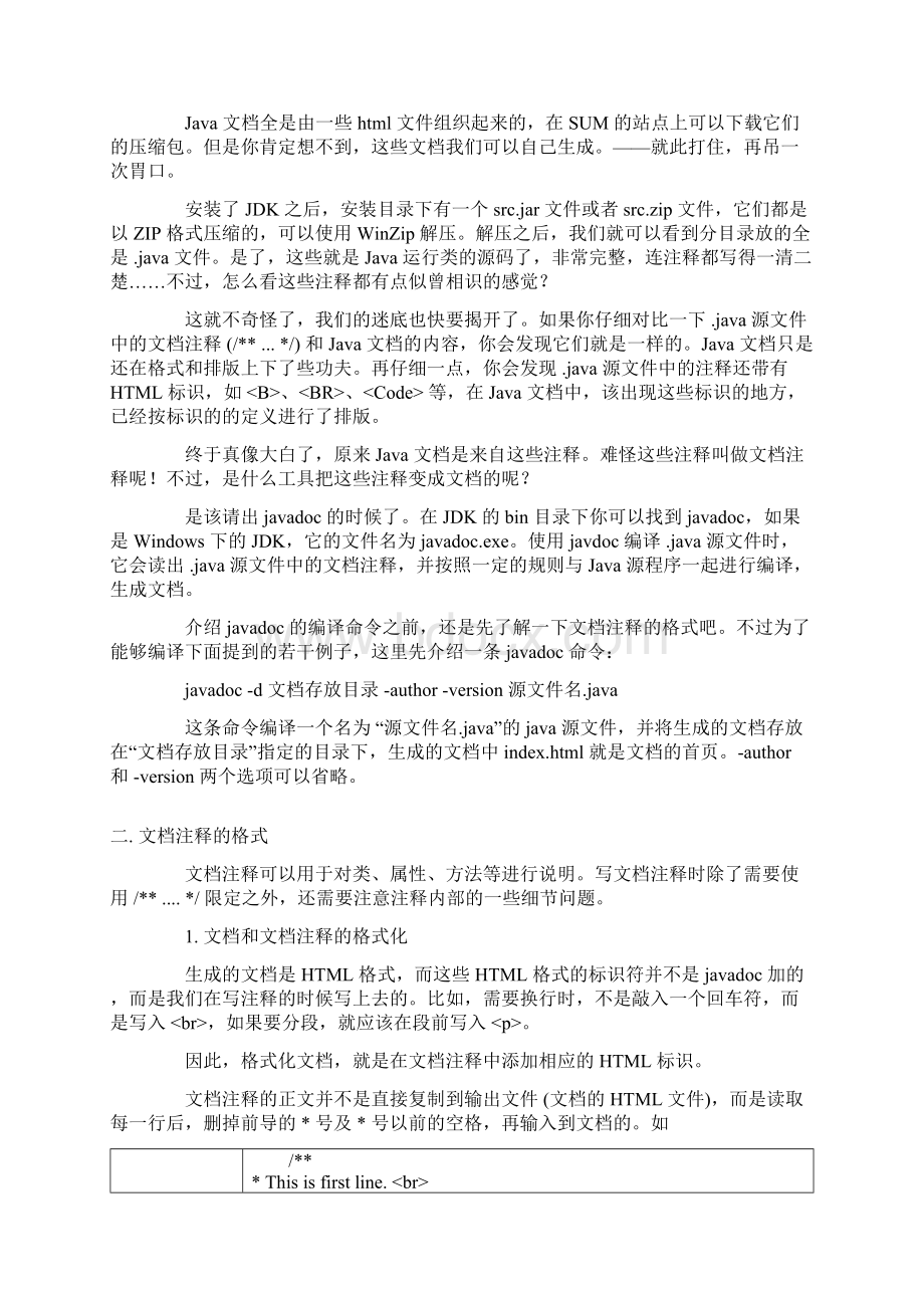 JavaDOC注释使用方法Word格式文档下载.docx_第2页