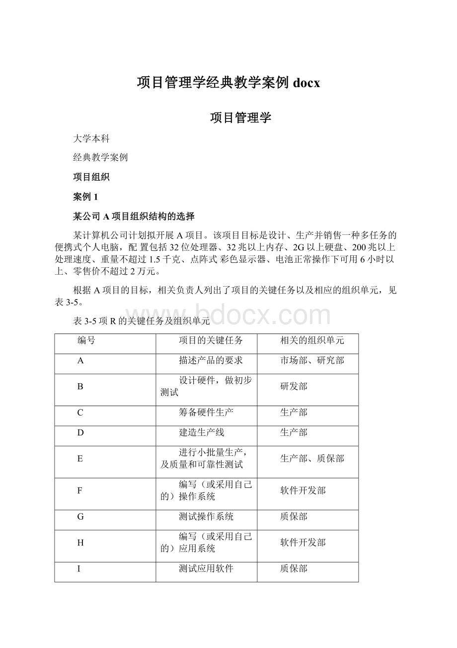 项目管理学经典教学案例docx.docx_第1页