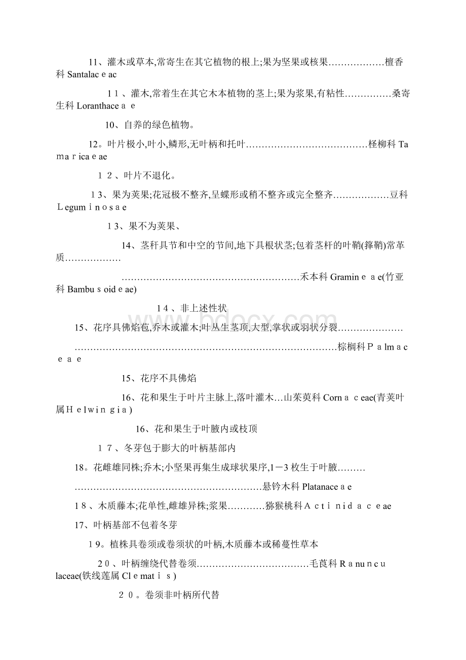 种子植物分科检索表Word文档下载推荐.docx_第2页