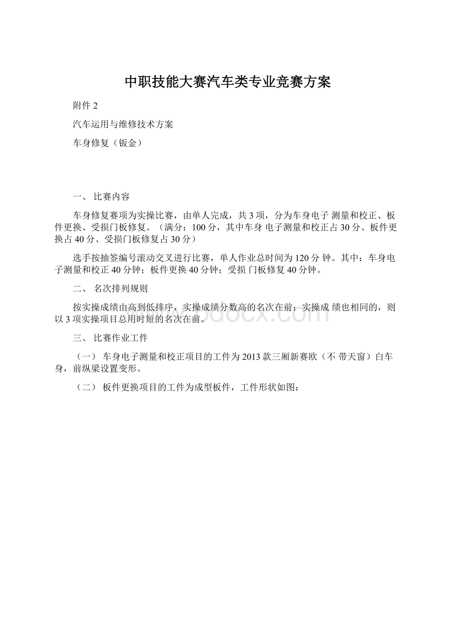 中职技能大赛汽车类专业竞赛方案.docx_第1页