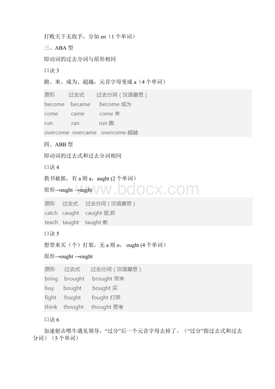 初中英语不规则动词记忆口诀Word文档格式.docx_第2页