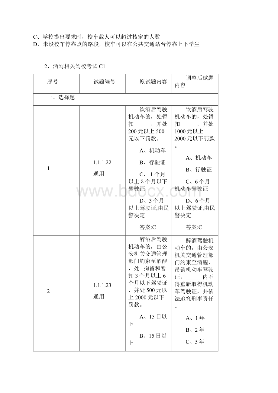 驾照考试规则与酒驾题库以及校车试题.docx_第2页