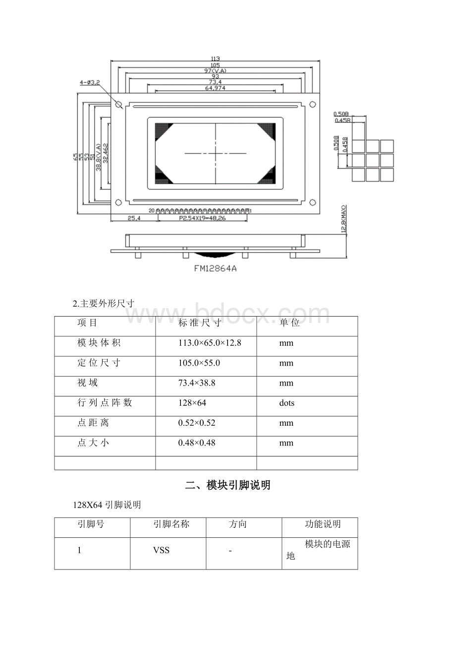 12864液晶详细资料单片机开发板液晶学习资料文档格式.docx_第2页