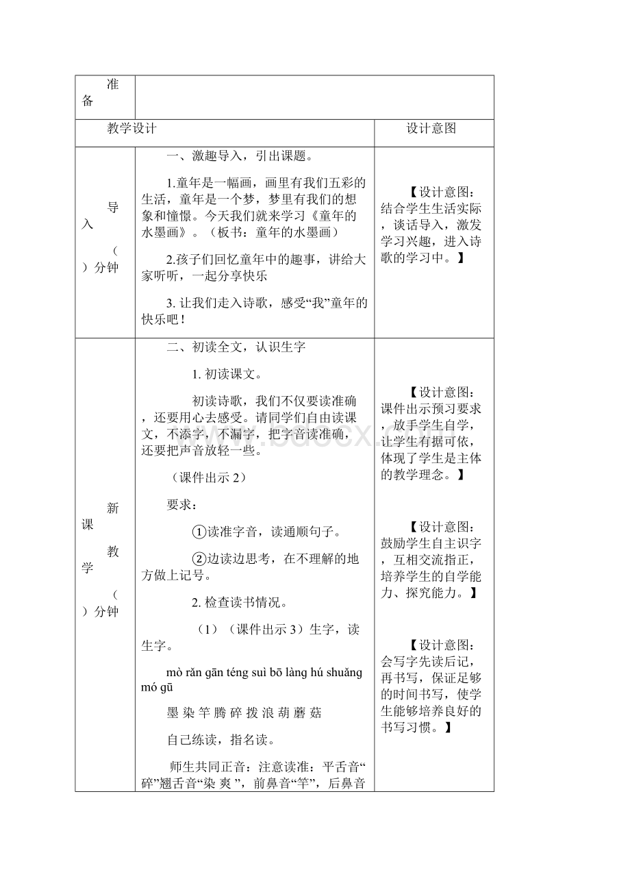 部编版 三年级语文下册18 童年的水墨画教案Word下载.docx_第2页