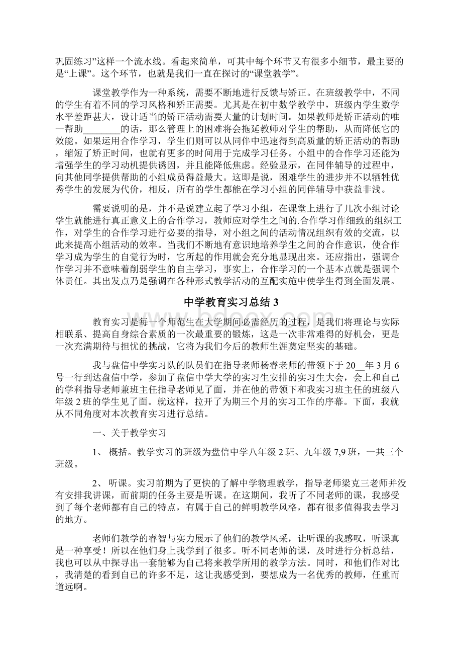 精选模板中学教育实习总结范文精选5篇.docx_第3页