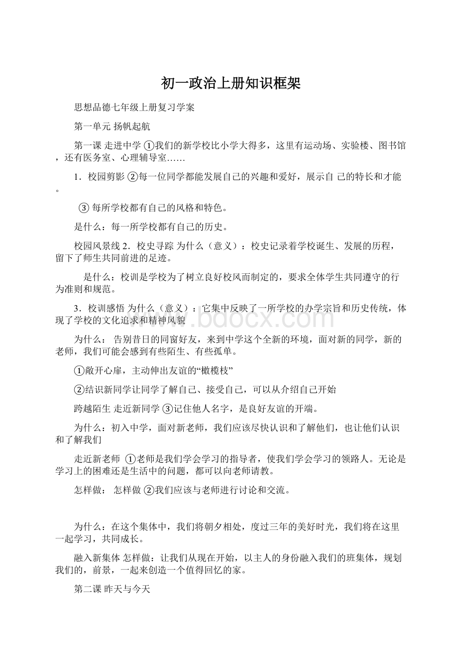 初一政治上册知识框架Word下载.docx