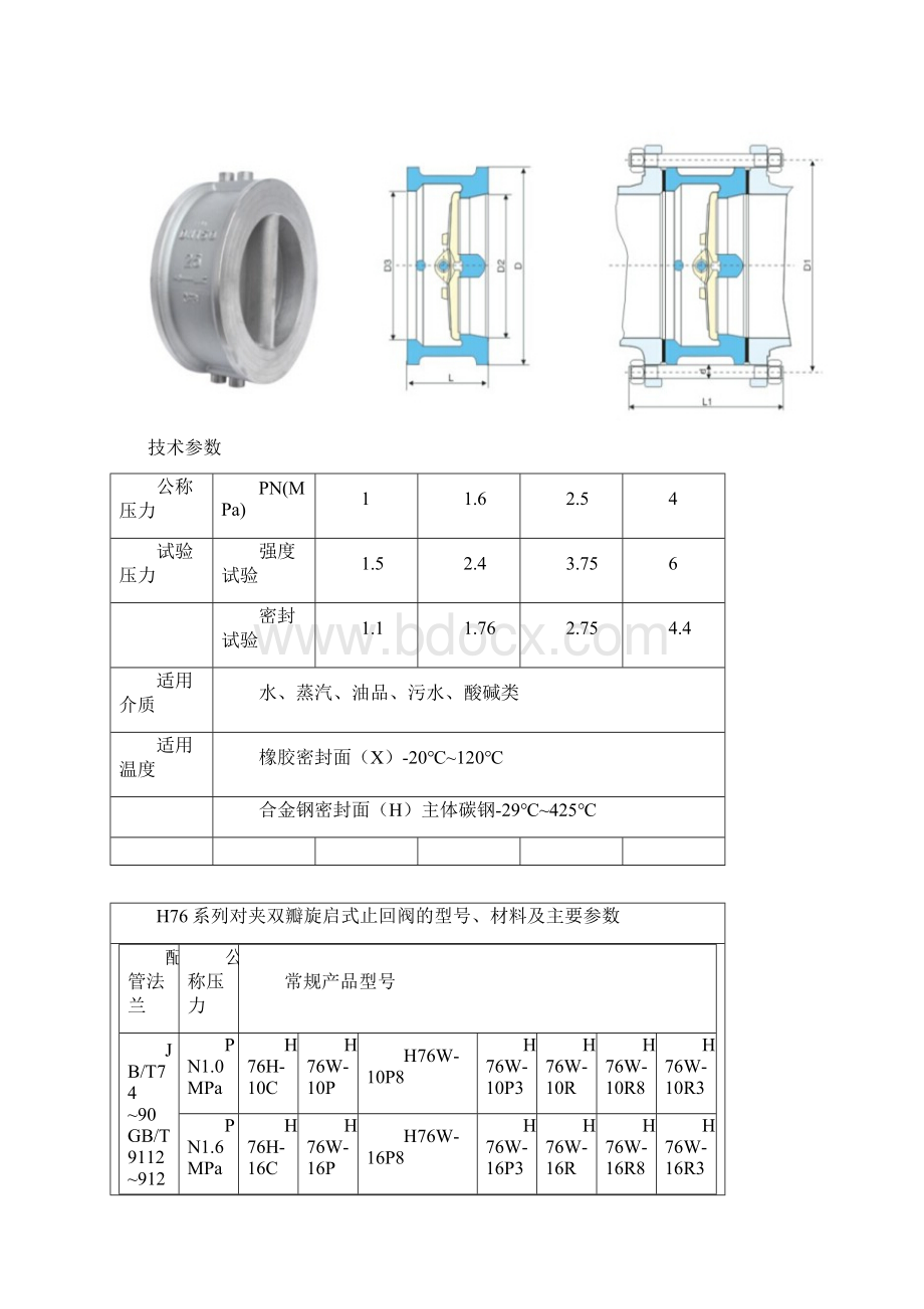 对夹式止回阀详细结构尺寸图H76型.docx_第2页