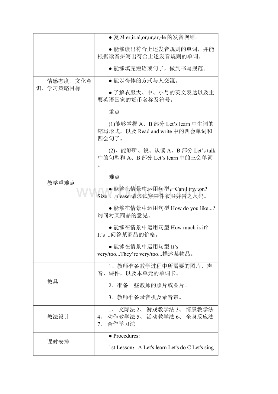 新PEP四年级下册教案 Unit 6.docx_第3页