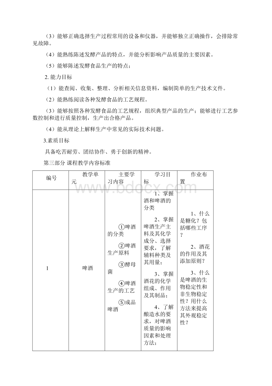 课程标准发酵食品生产技术Word文档下载推荐.docx_第3页