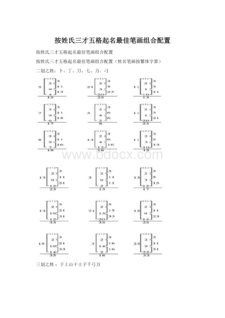 按姓氏三才五格起名最佳笔画组合配置Word格式.docx