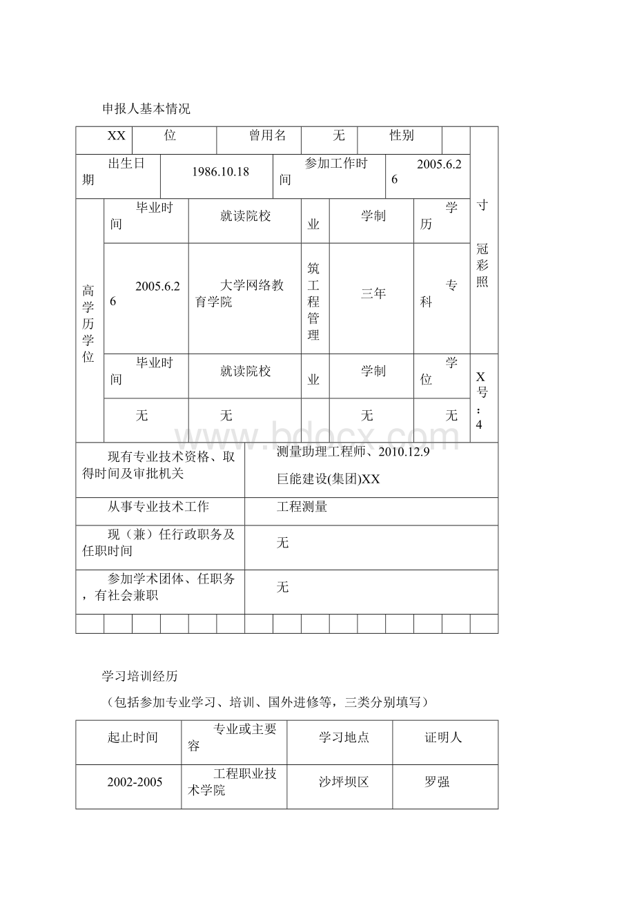 测量中级工程师职称评审表Word格式.docx_第2页