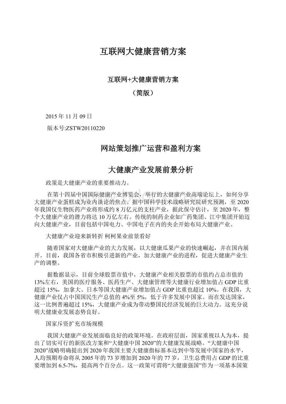 互联网大健康营销方案Word格式文档下载.docx