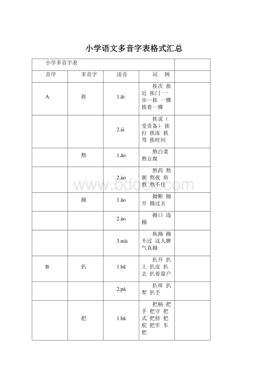 小学语文多音字表格式汇总.docx