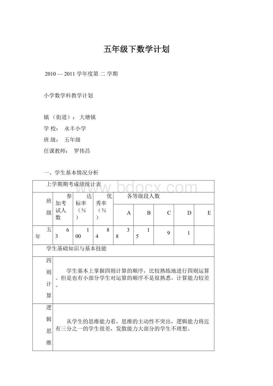 五年级下数学计划.docx_第1页