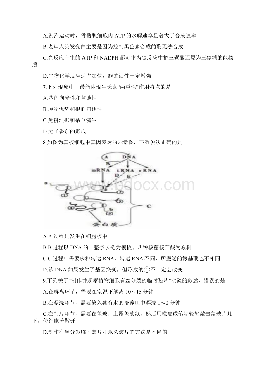 浙江省温州十五校学年高二下学期期末考试生物试题含答案.docx_第2页