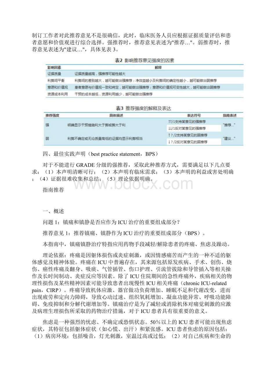 版中国成人ICU镇痛和镇静治疗指南Word文档下载推荐.docx_第3页