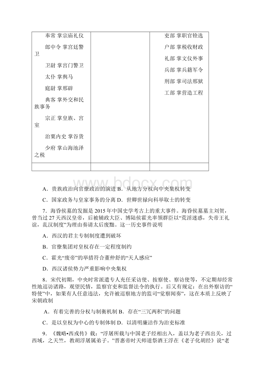 湖北省武汉市高二历史下学期期中试题1Word文件下载.docx_第2页