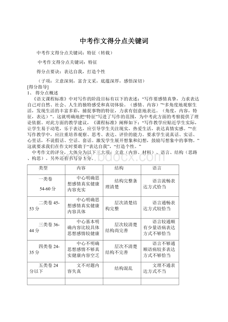 中考作文得分点关键词.docx_第1页