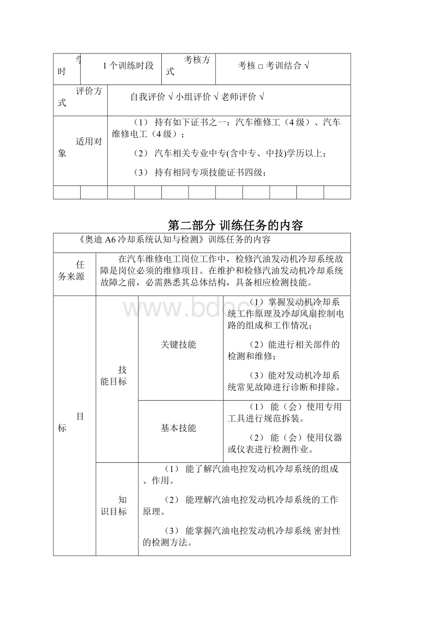 实训手册奥迪A6冷却系统认知与检测.docx_第2页