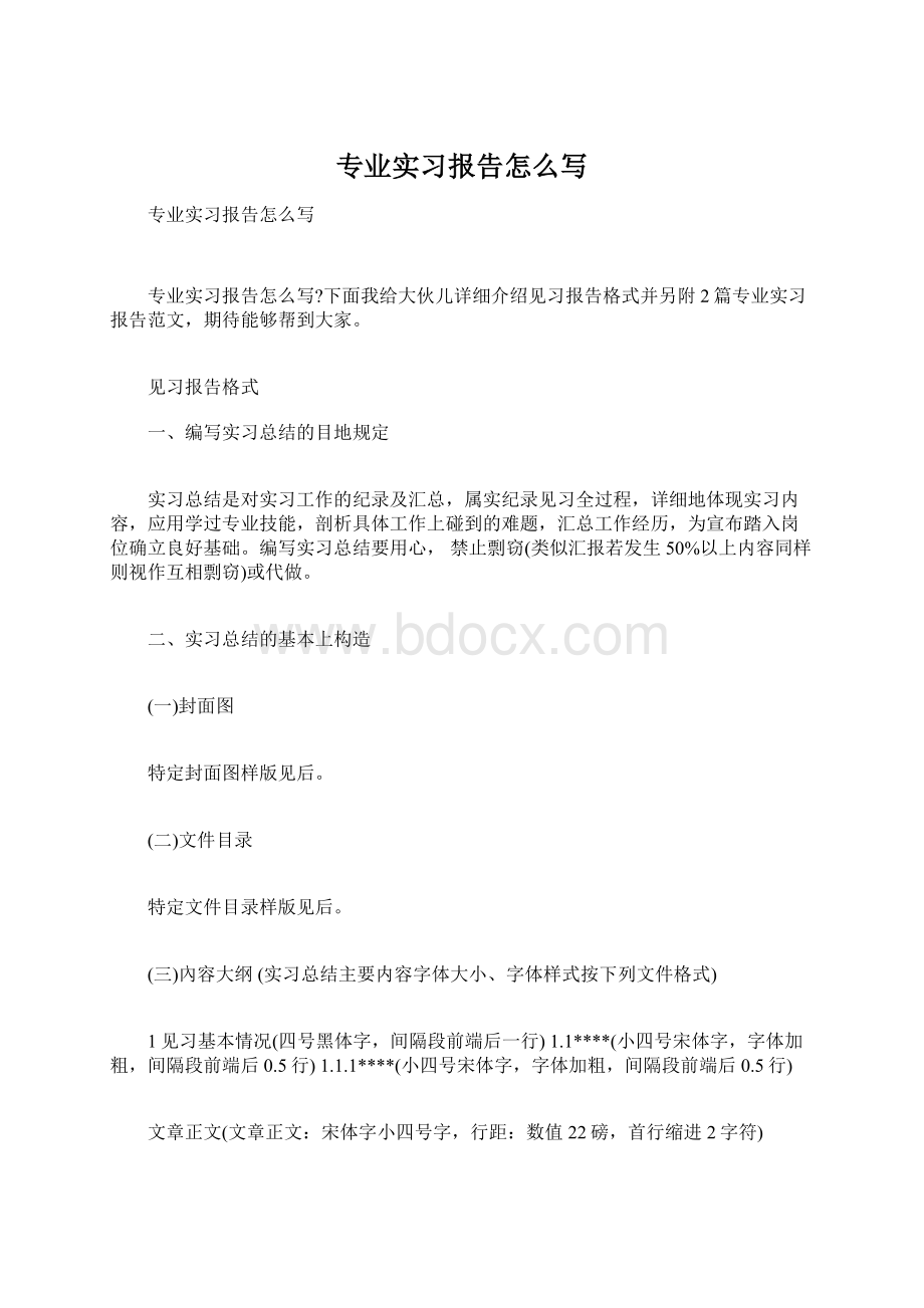 专业实习报告怎么写文档格式.docx_第1页