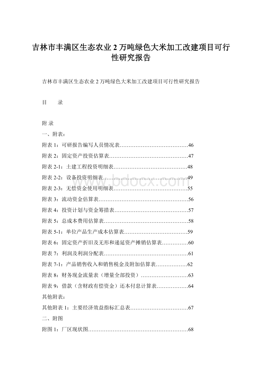 吉林市丰满区生态农业2万吨绿色大米加工改建项目可行性研究报告.docx