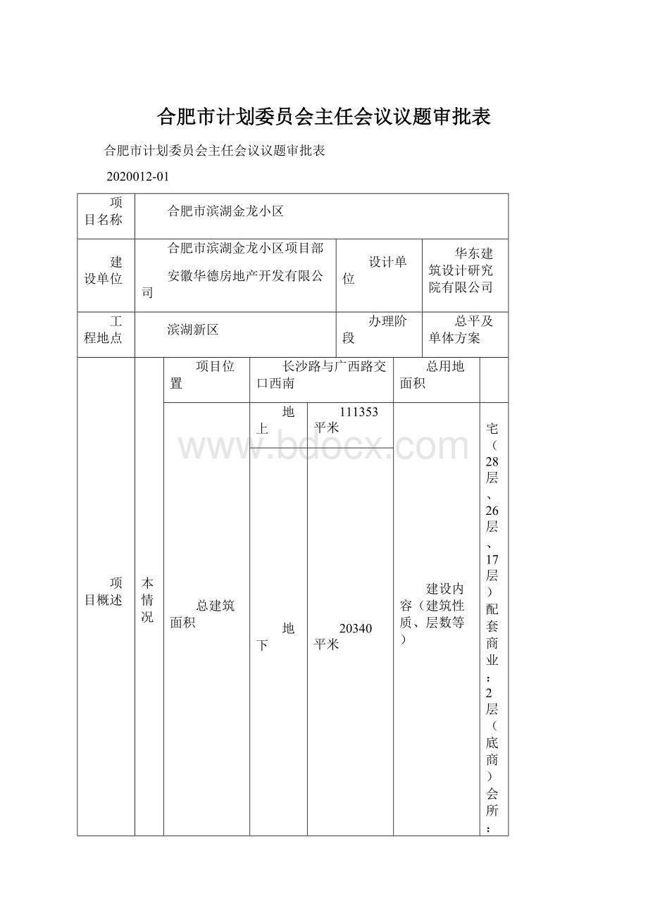 合肥市计划委员会主任会议议题审批表.docx_第1页