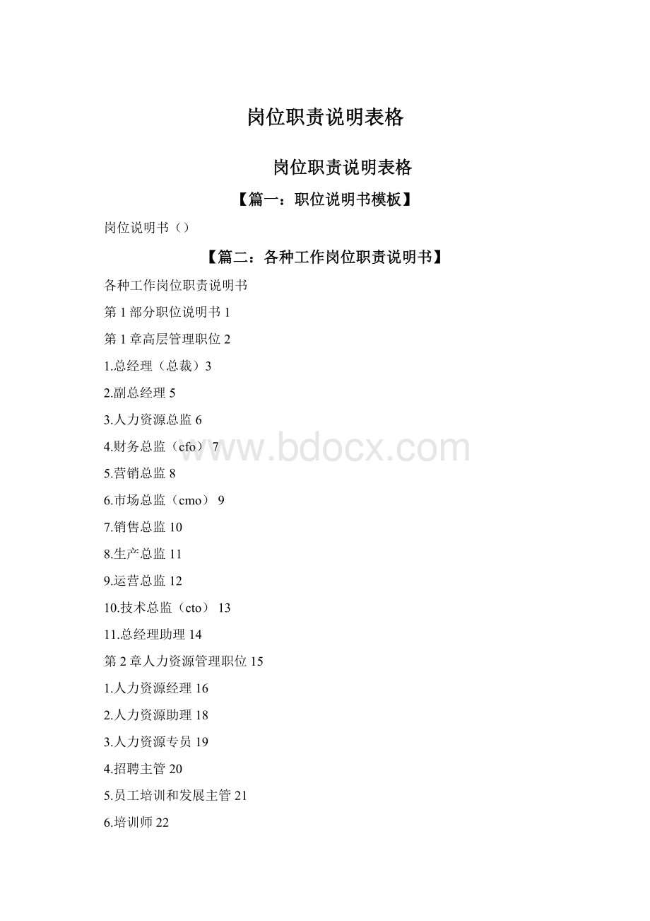 岗位职责说明表格Word文档格式.docx_第1页