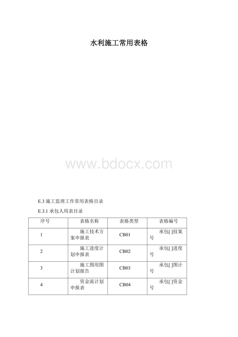 水利施工常用表格.docx