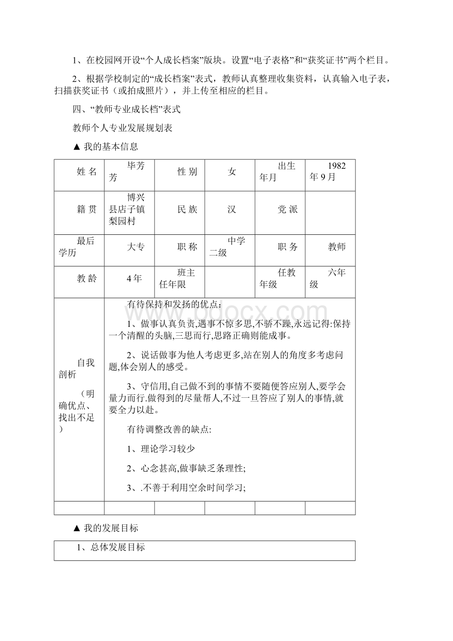 人力资源店子二中教师专业成长档案设计方案资料.docx_第2页