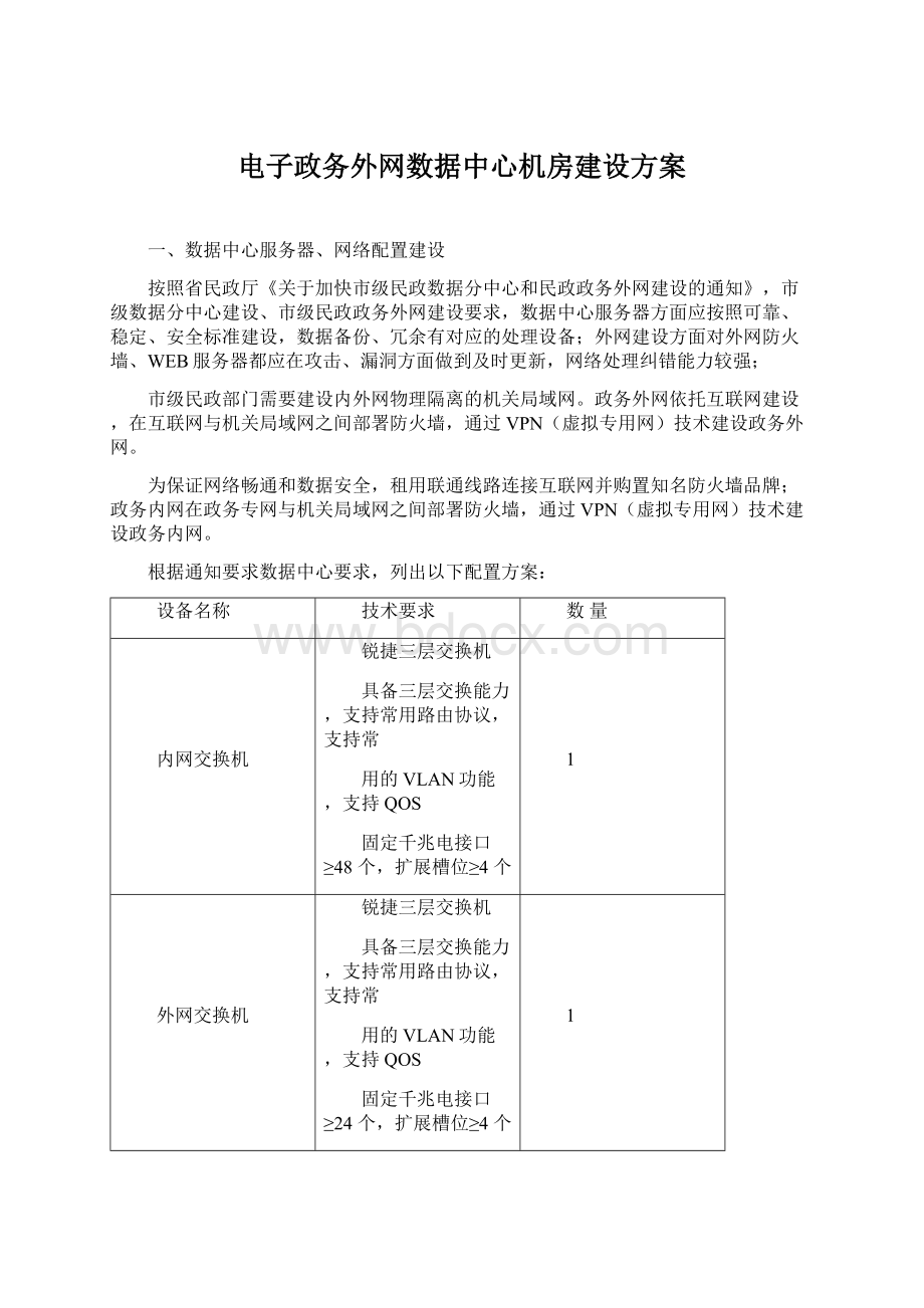 电子政务外网数据中心机房建设方案.docx_第1页