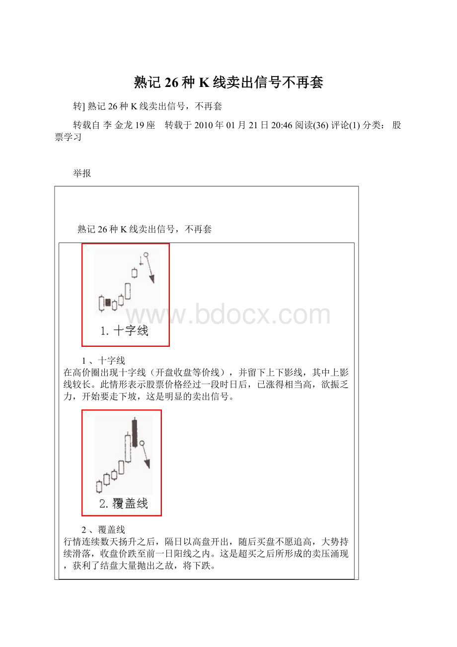 熟记26种K线卖出信号不再套.docx