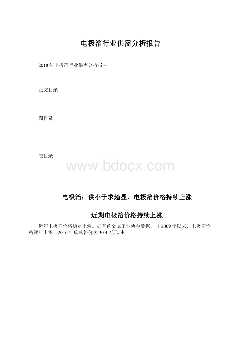 电极箔行业供需分析报告Word下载.docx