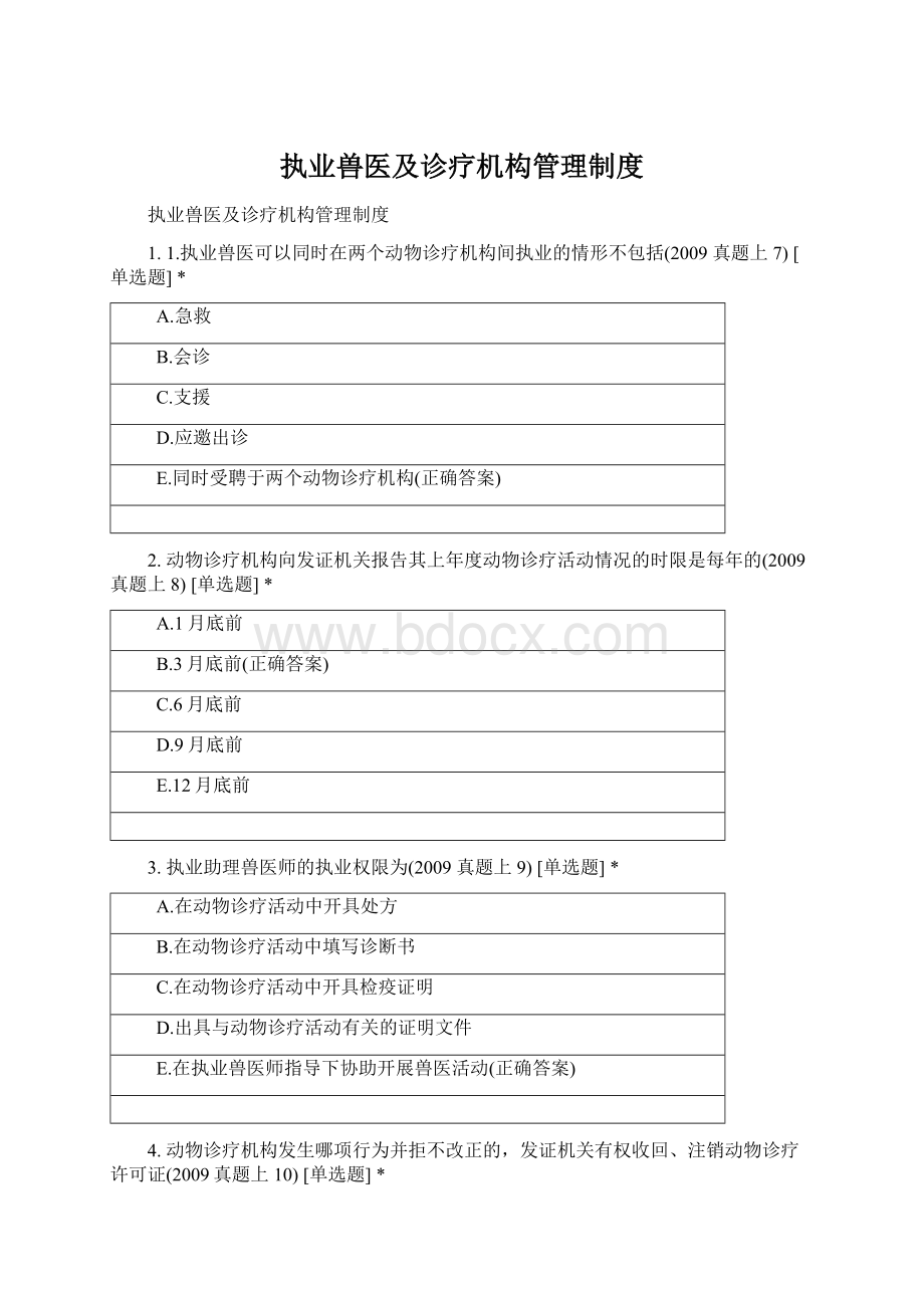 执业兽医及诊疗机构管理制度Word文档下载推荐.docx