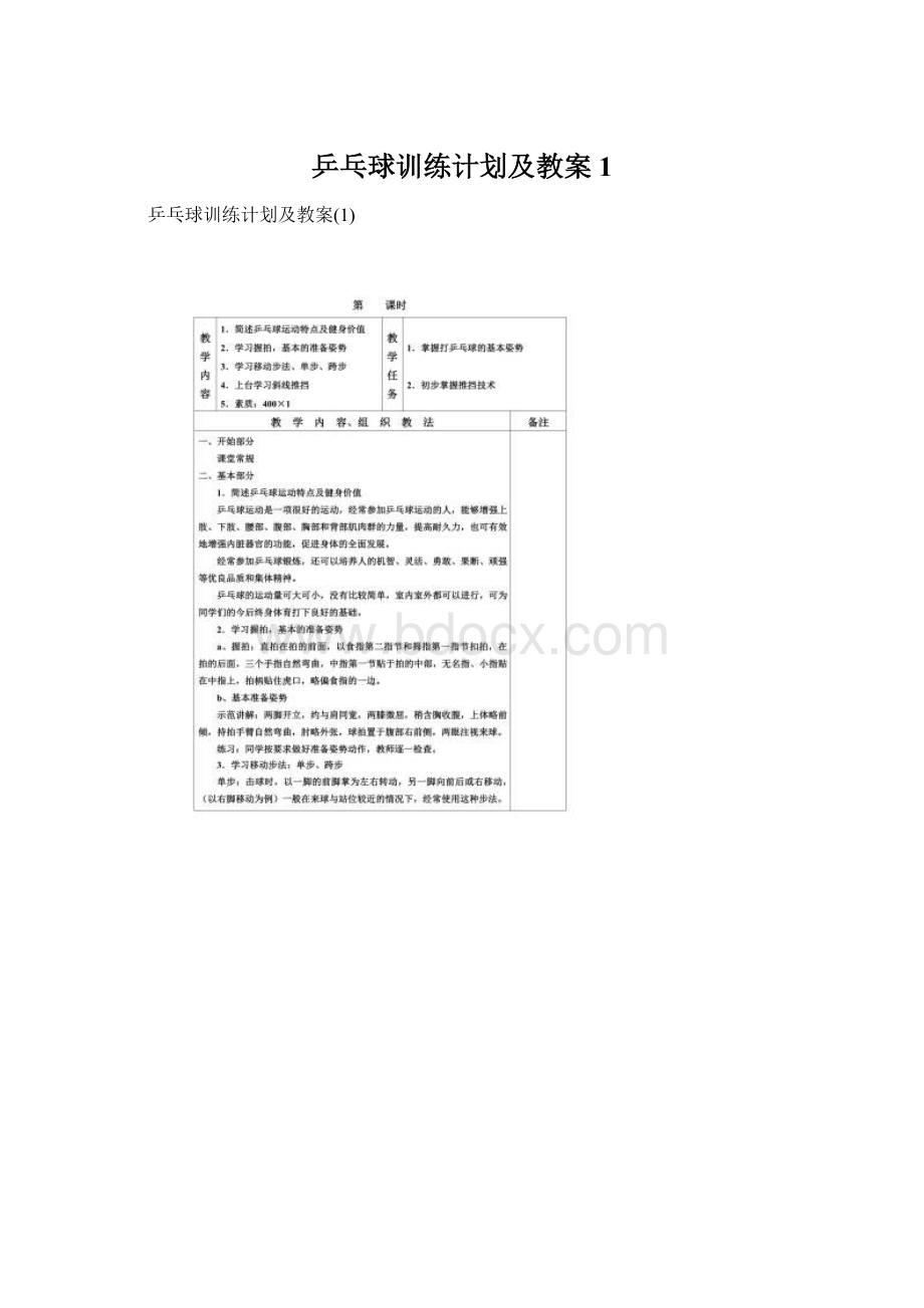 乒乓球训练计划及教案1.docx