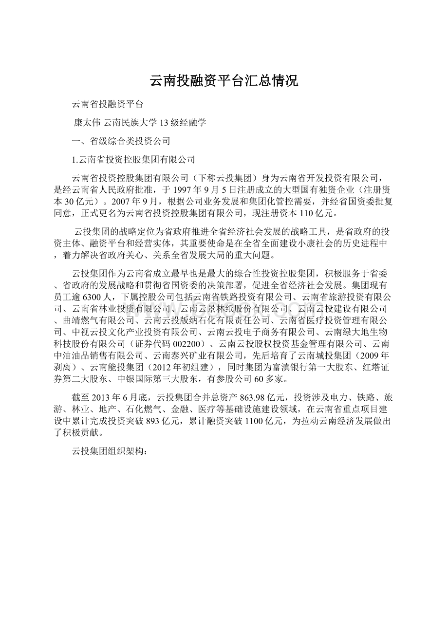 云南投融资平台汇总情况Word文档格式.docx_第1页