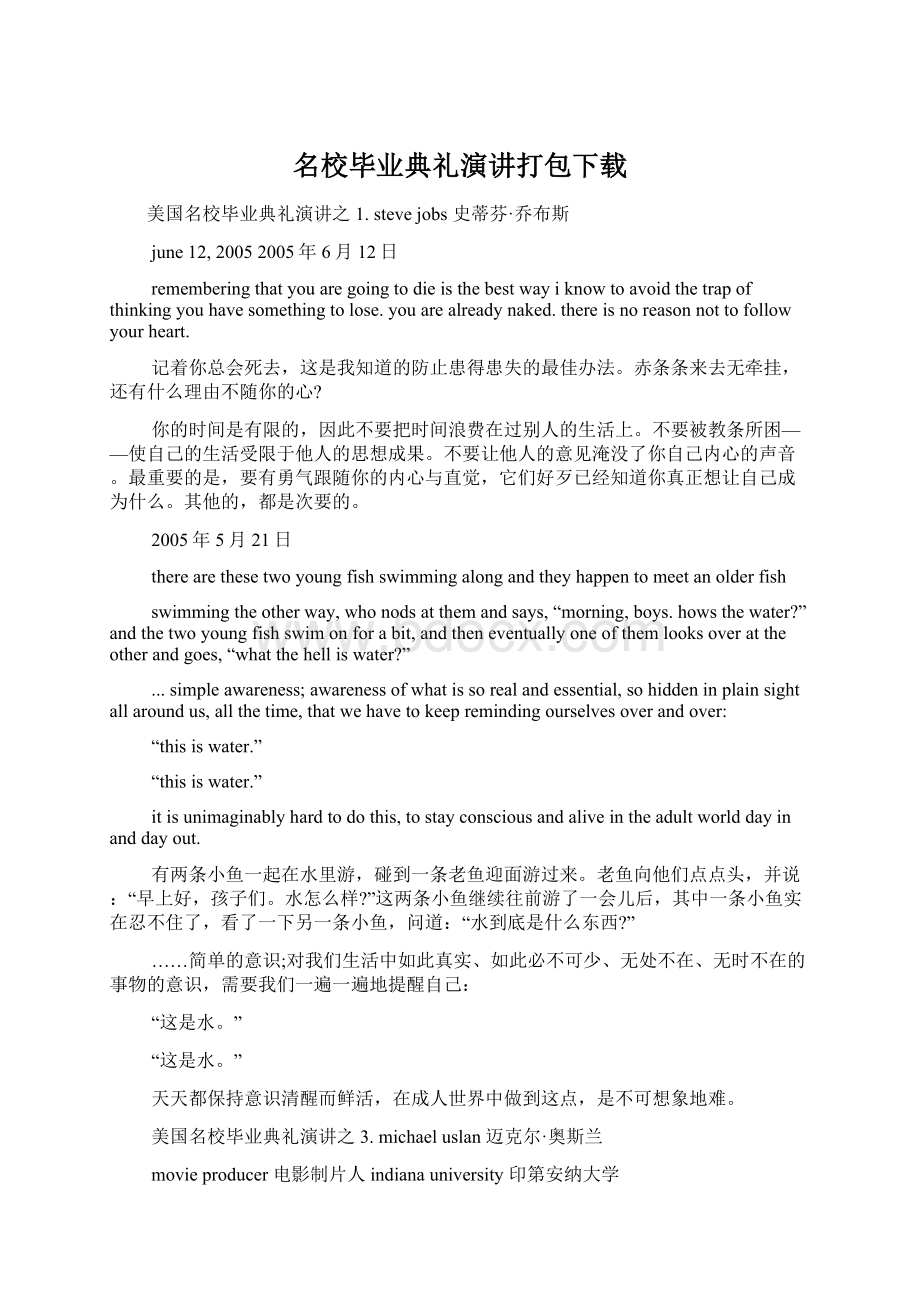 名校毕业典礼演讲打包下载.docx_第1页