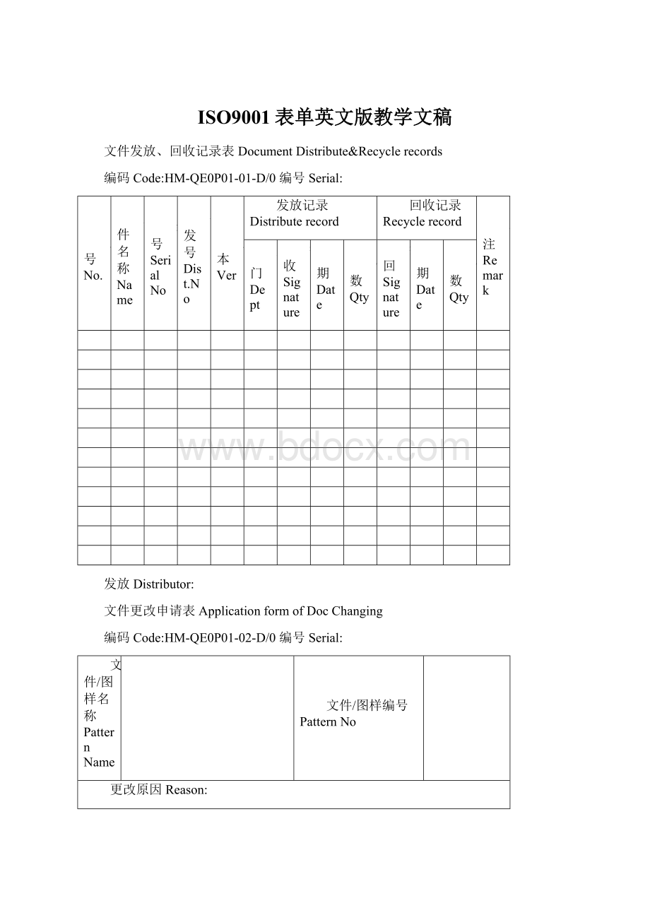 ISO9001表单英文版教学文稿.docx_第1页