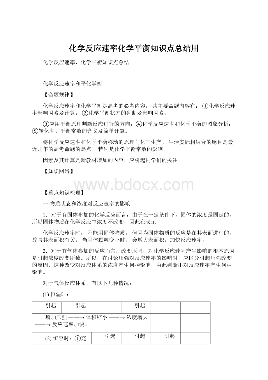 化学反应速率化学平衡知识点总结用Word文档下载推荐.docx_第1页