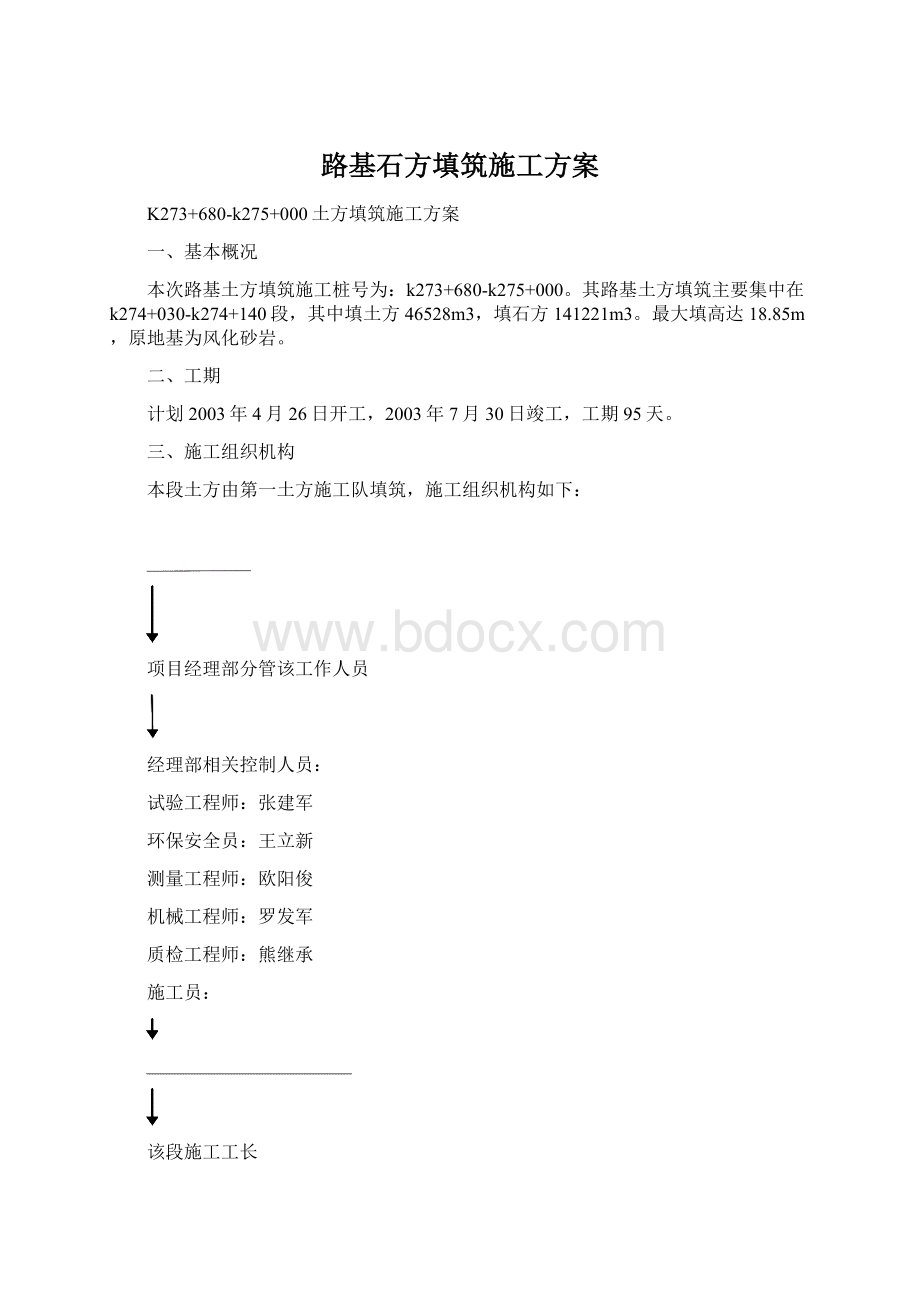 路基石方填筑施工方案.docx