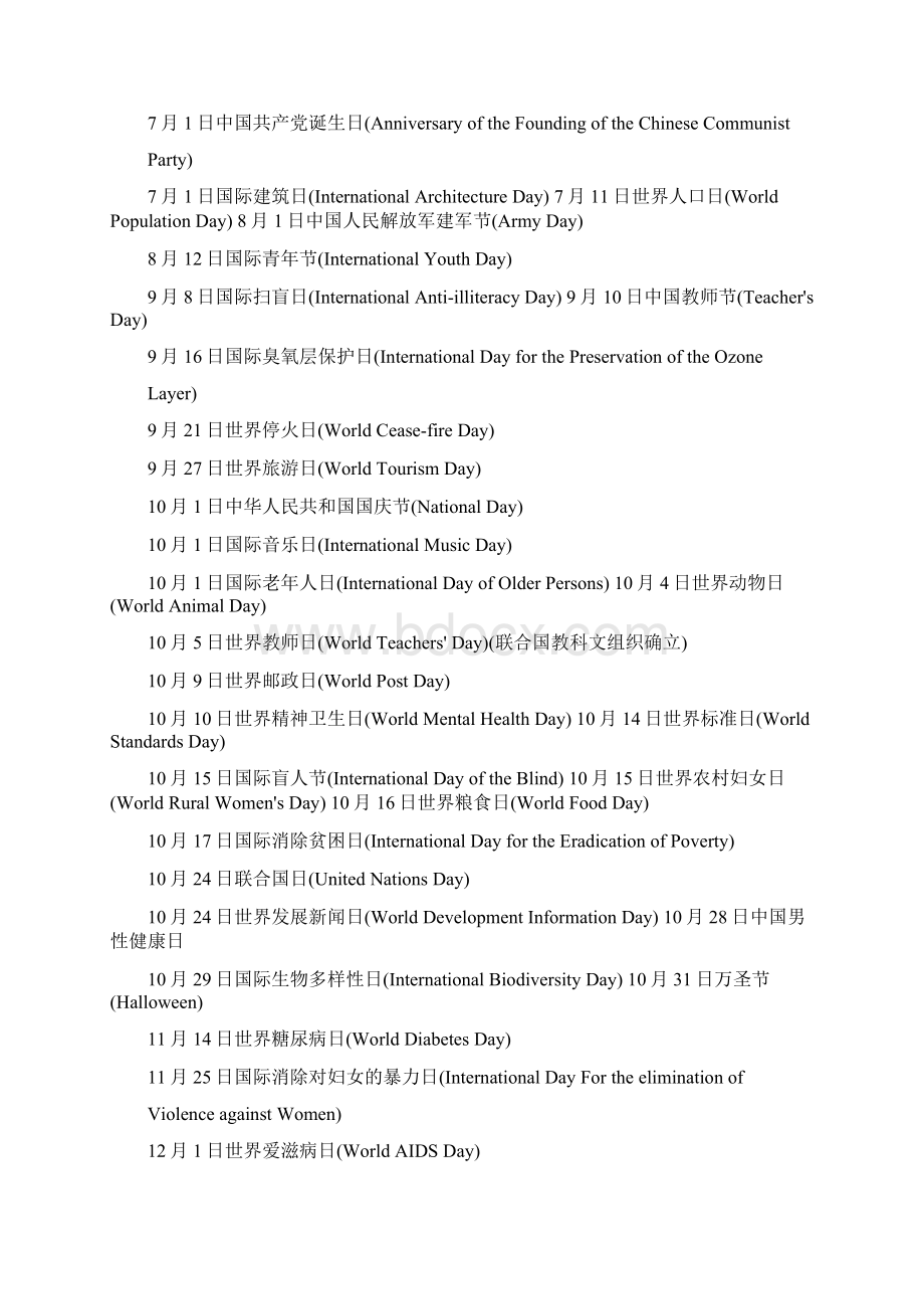 中国及国际各种节日的英文表达.docx_第2页