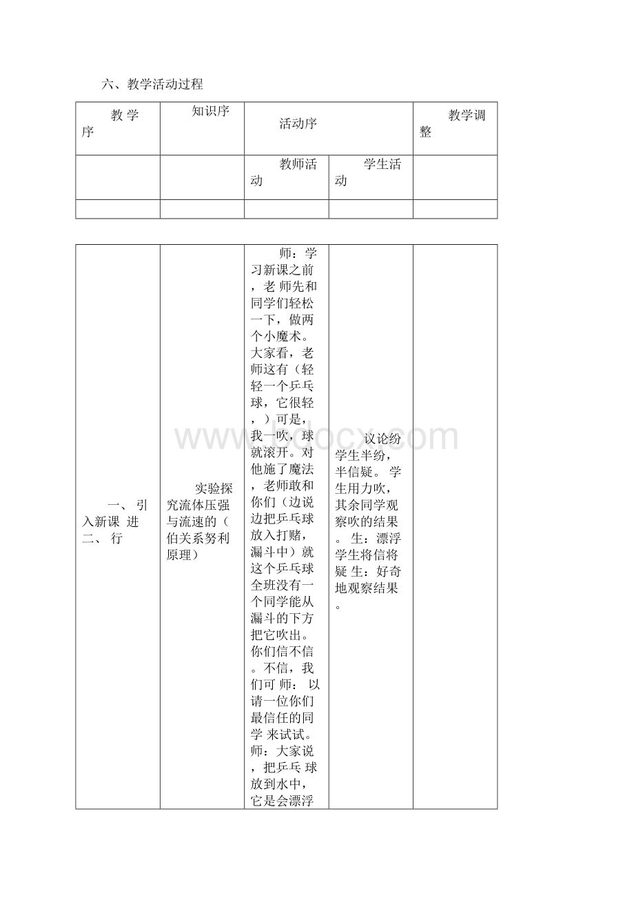 教科版八年级下册第十章第1节在流体中运动课程教学设计Word下载.docx_第2页