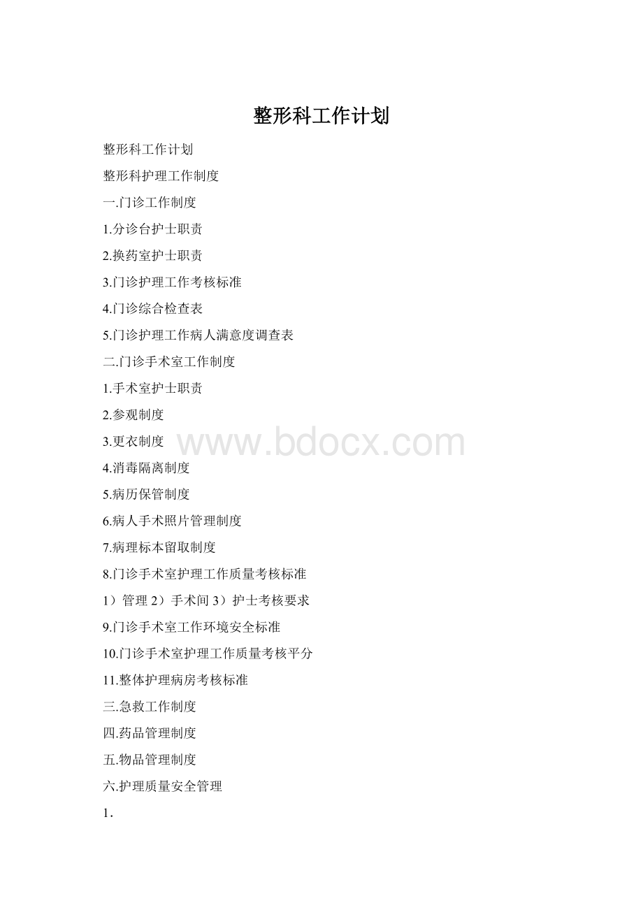 整形科工作计划Word文档格式.docx