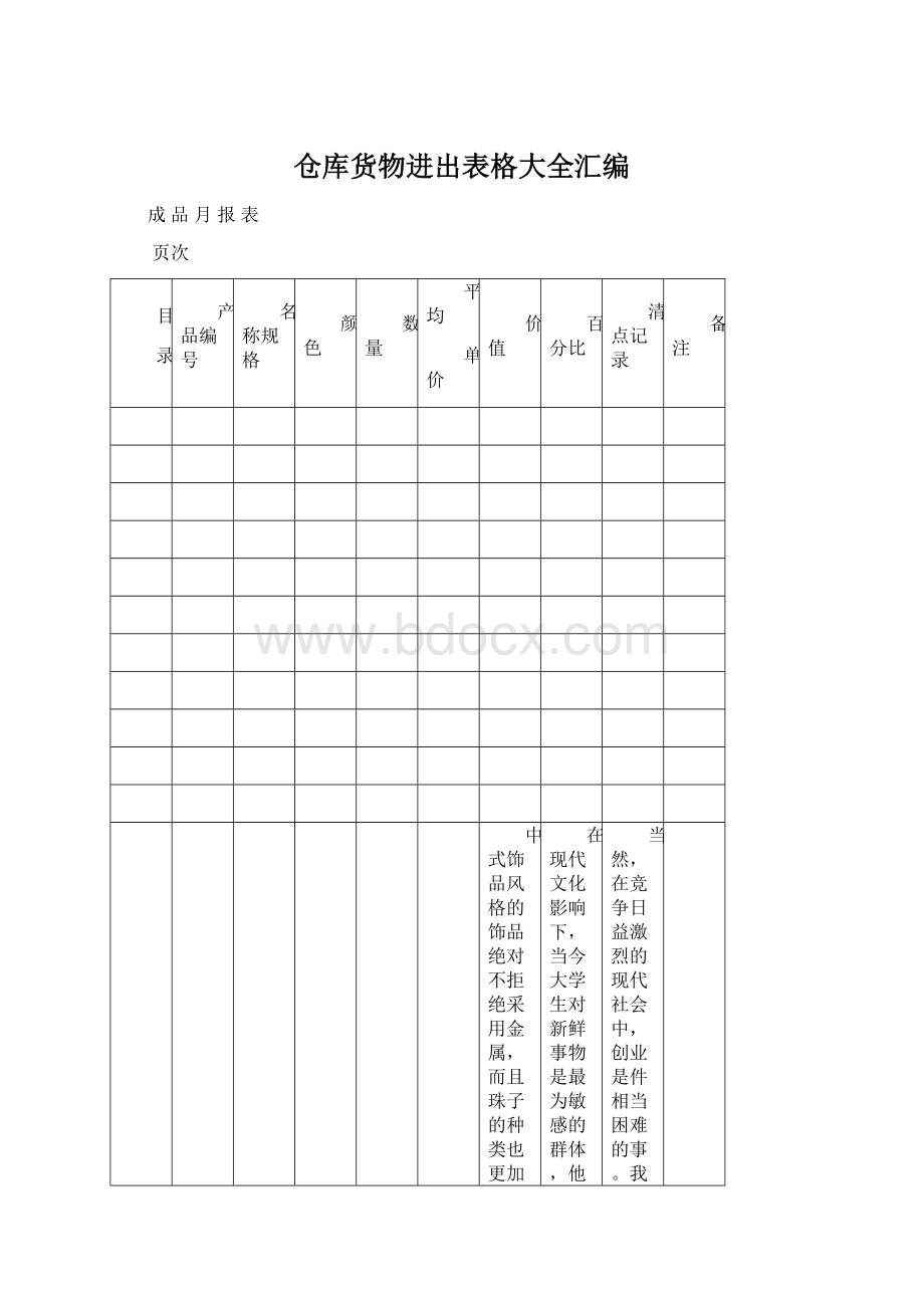 仓库货物进出表格大全汇编.docx