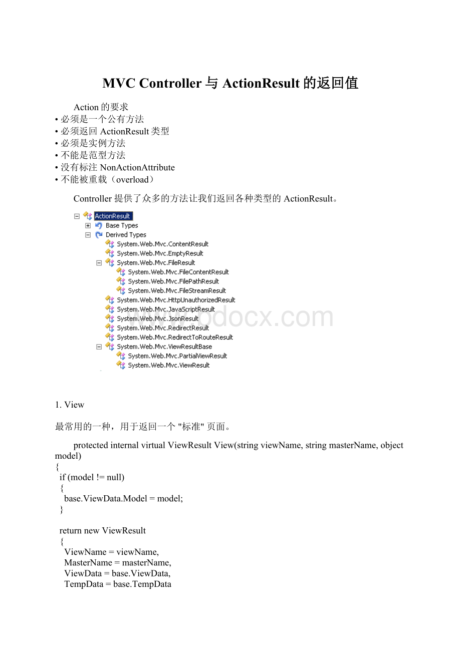 MVC Controller与ActionResult的返回值.docx