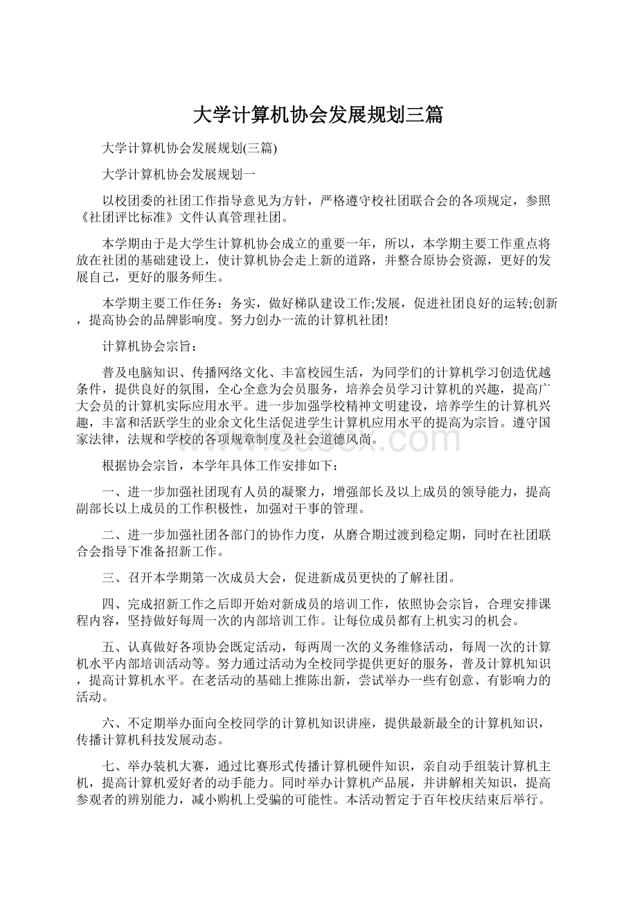 大学计算机协会发展规划三篇.docx