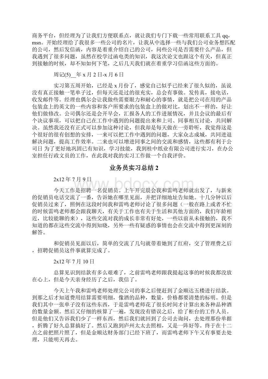 业务员实习总结15篇Word文档格式.docx_第2页