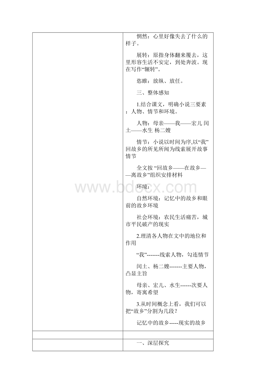 九年级语文上册第四单元14故乡教案新人教版 I.docx_第3页